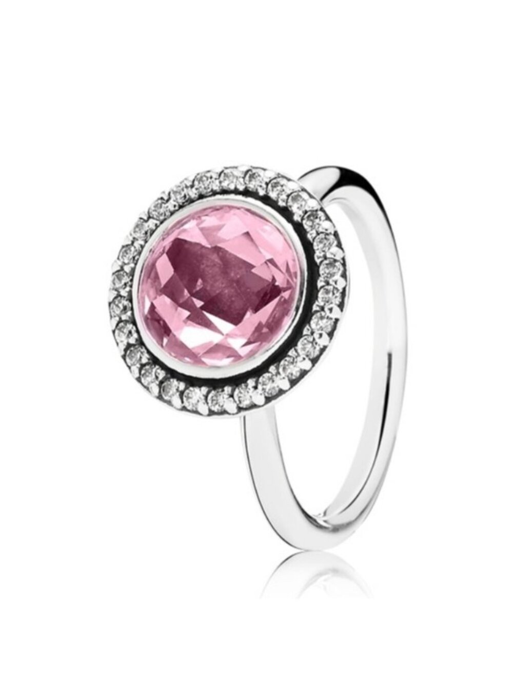 Pandora Ster Silver Brilliant Legacy Ring w/ Pink Zirconia - 190904pcz Size 52